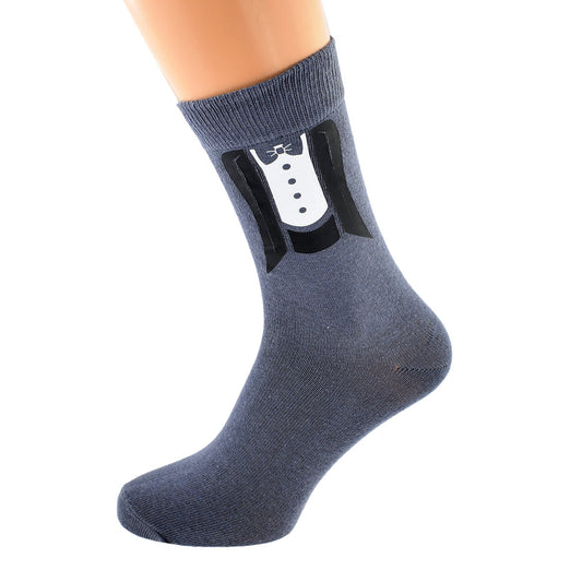 Mens Ash Grey Socks Novelty Tux Socks| Ashton and Finch