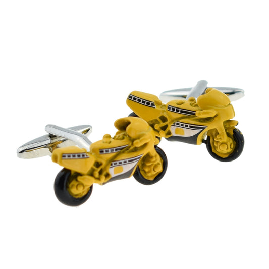 Yellow Racing Bike Cufflinks | Ashton and Finch
