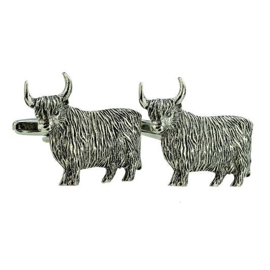 Highland Cow Design English Pewter Cufflinks | Ashton and Finch