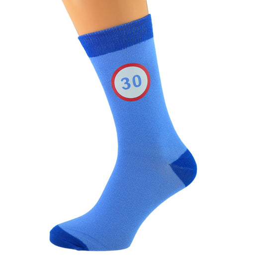 Two Tone Blue Unisex Socks Road Sign 30th Birthday| Ashton and Finch