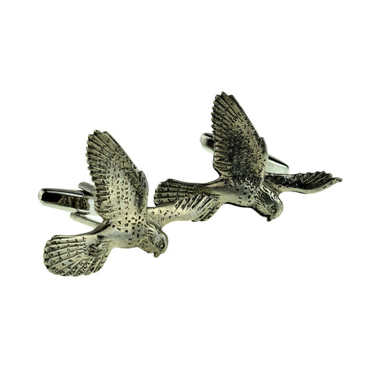 English Made Pewter Cufflinks Kestral Bird Falcon | Ashton and Finch
