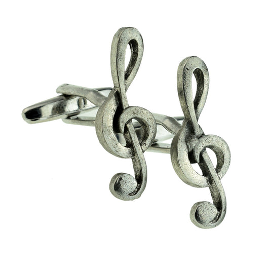 English Made Pewter Cufflinks Music Notes Treble Clef | Ashton and Finch