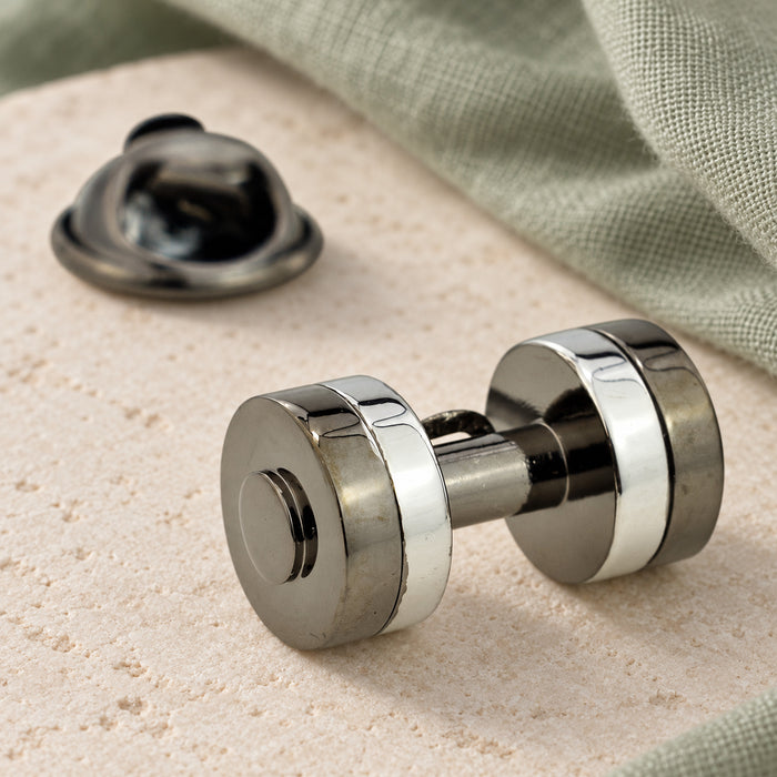 2 Tone Dumbell Lapel Pin Badge 1