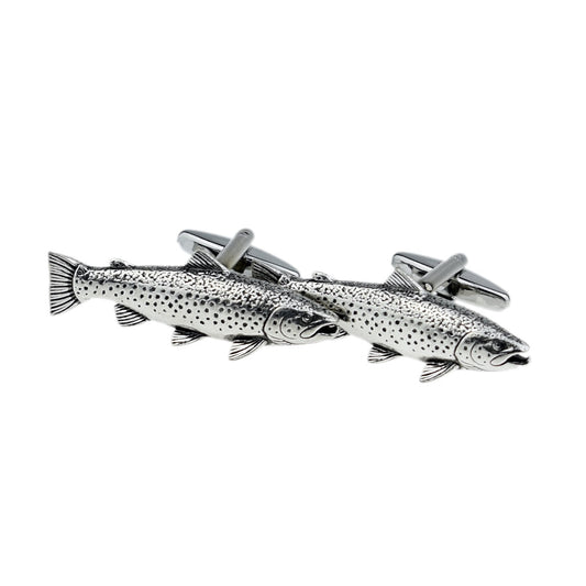 English Made Brown Trout Pewter Cufflinks | Ashton and Finch