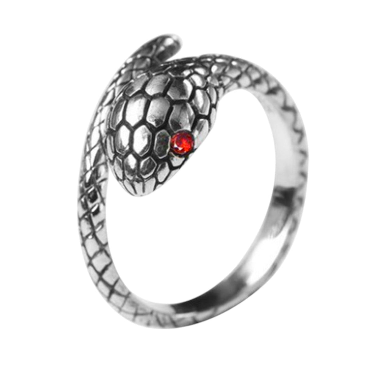 Silver 925 Snake Red Zirconia Adjustable Ring | Ashton and Finch