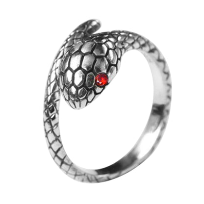 Silver 925 Snake Red Zirconia Adjustable Ring | Ashton and Finch