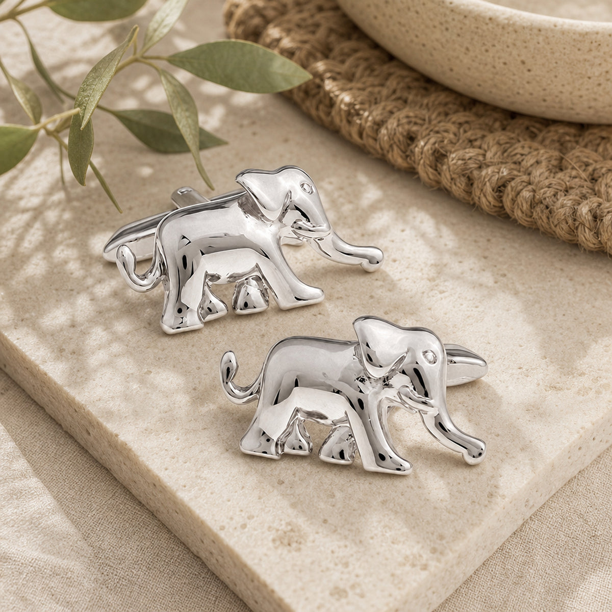 Indian Elephant Cufflinks in a themed setting