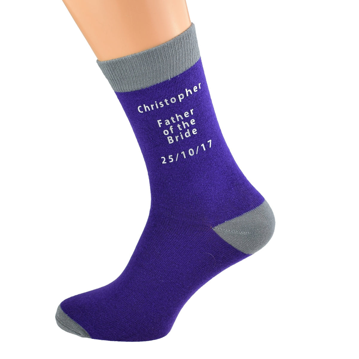 Personalised Purple Grey Wedding Socks| Ashton and Finch