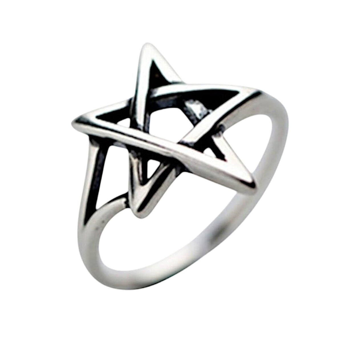 Silver 925 Pentagram Adjustable Ring | Ashton and Finch