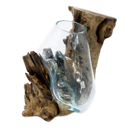 Molten Glass Hanging Bowl on Wood
