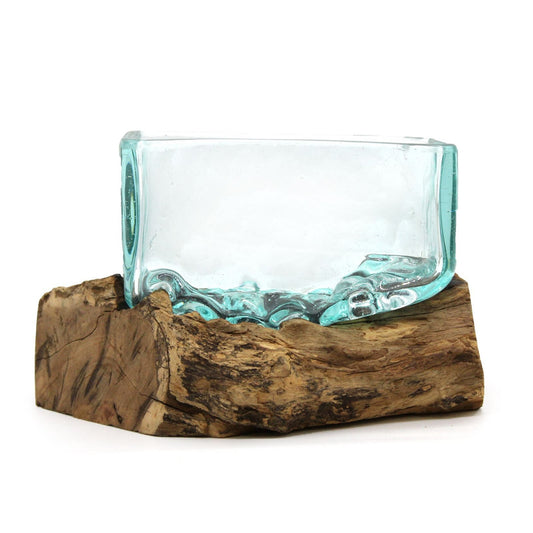 Molten Glass Tank Bowl on Wood with Stand