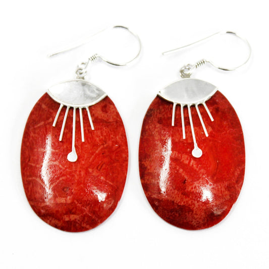 925 Silver Oval Décor Earrings