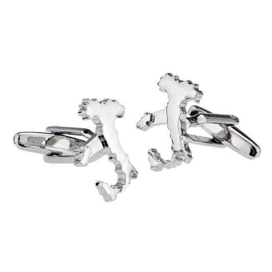 Outline Map of Italy Rhodium Plated Cufflinks | Ashton and Finch