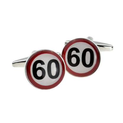 60mph Road Sign Birthday Ages Novelty Cufflinks | Ashton and Finch
