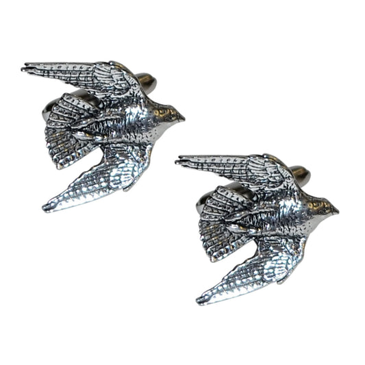 English Made Swooping Falcon Bird Pewter Cufflinks | Ashton and Finch