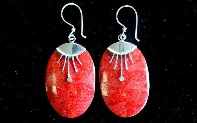 925 Silver Oval Décor Earrings