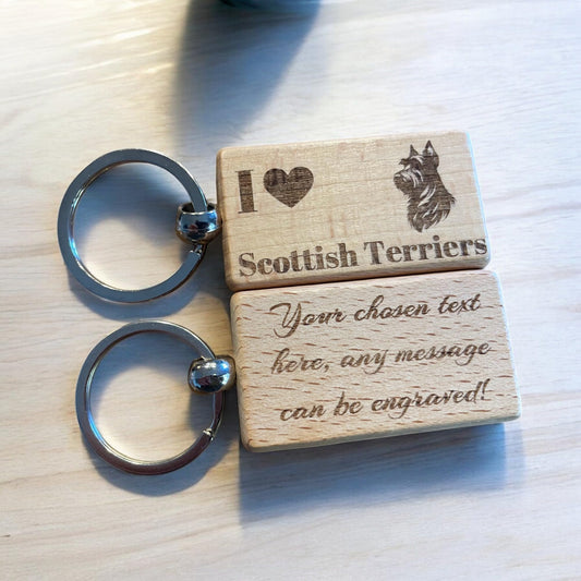 Personalised Wooden Scottish Terrier Keyring Dog Lover Gift  | Ashton and Finch