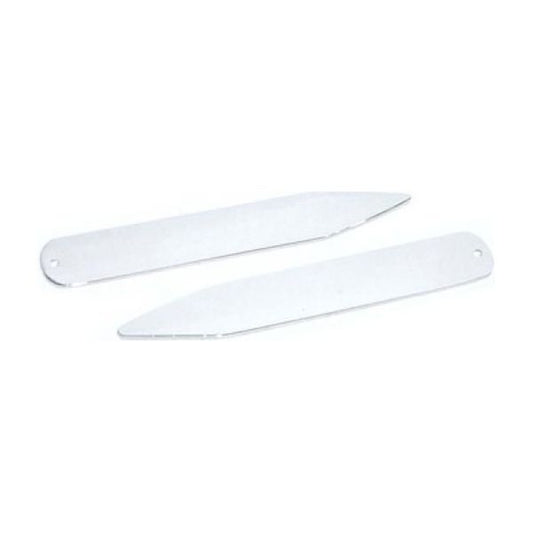Rhodium Plated Collar Stiffeners Engraved and Personalised  | Ashton and Finch