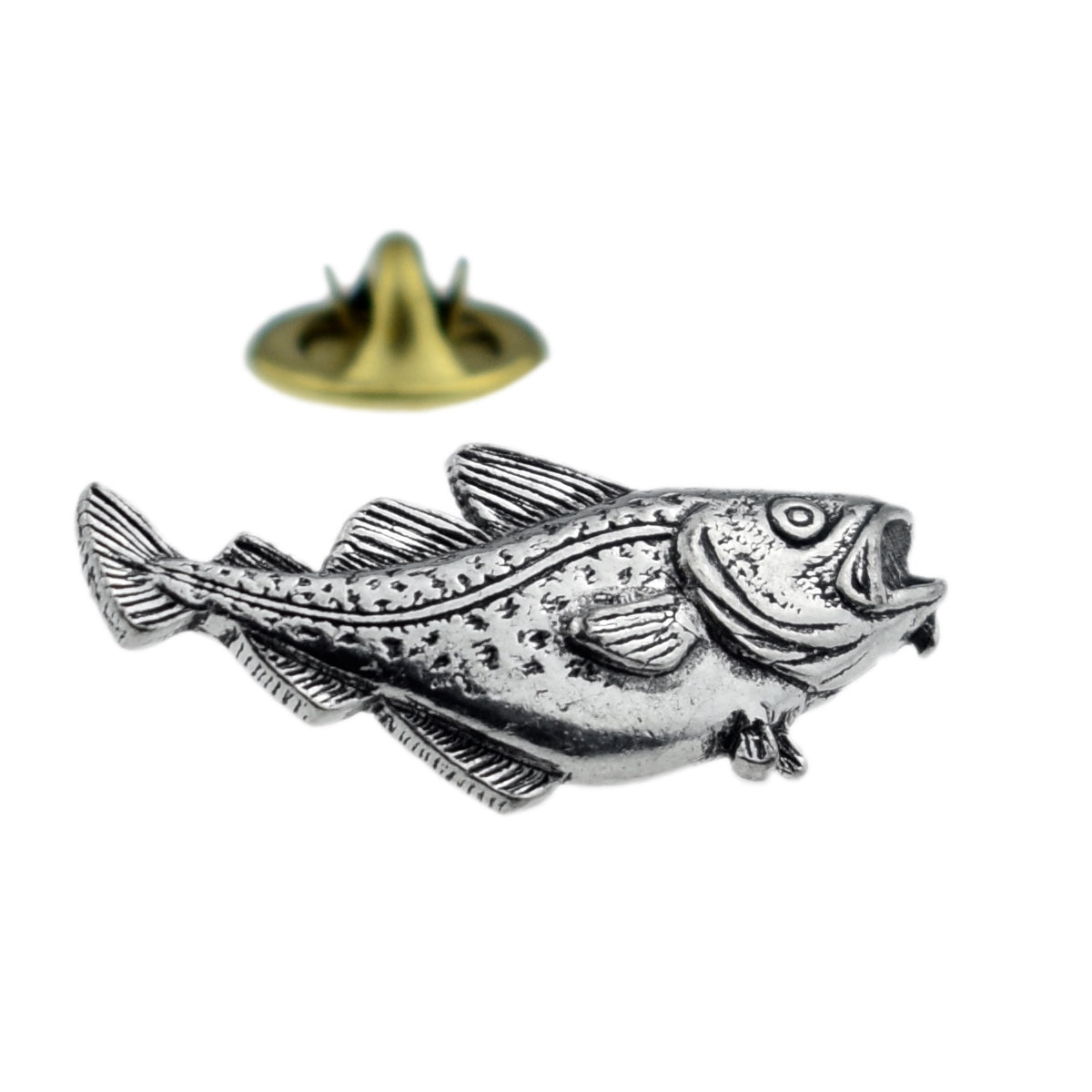 Cod fish fishing English Pewter Lapel Pin Badge