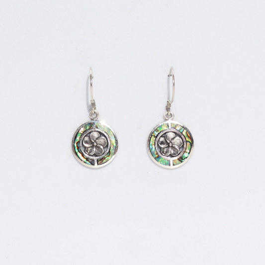 Shell and Silver Frangipani Earrings - Abalone