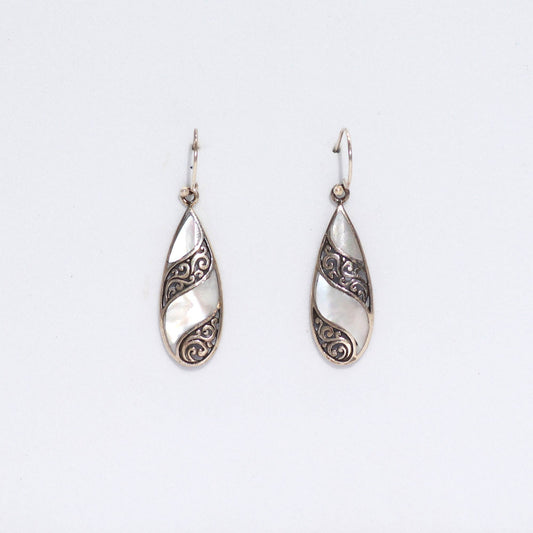 Shell and Silver Teardrop Earrings - Mother of Pearl