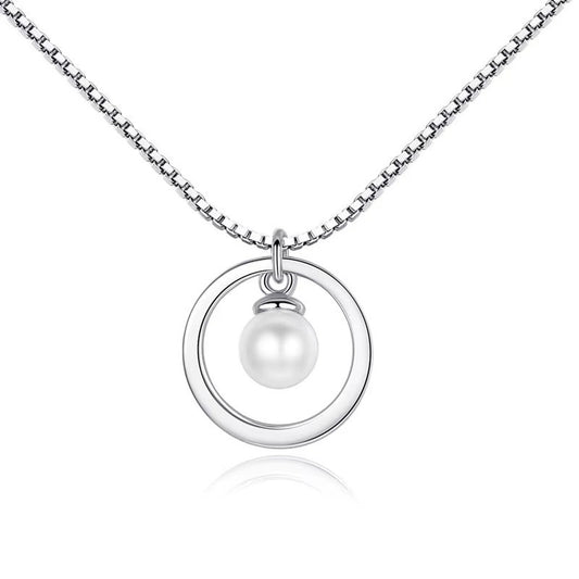 Fresh Water Pearl in a Circle 925 Silver Necklace 18 Inch | Ashton and Finch