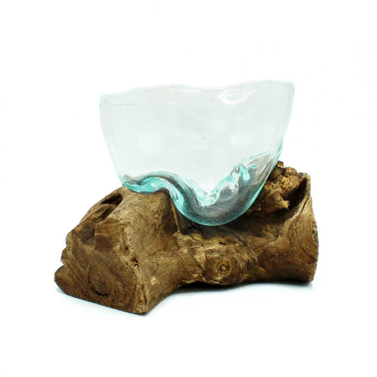 Molten Glass Misshapen Bowl on Wood