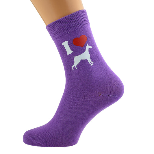 I Love Dobermans Womens Purple Socks| Ashton and Finch