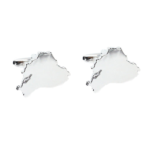 Outline Map of Ecuador Rhodium Plated Cufflinks | Ashton and Finch