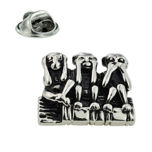 Contemporary 3 Wise Monkeys Lapel Pin Badge
