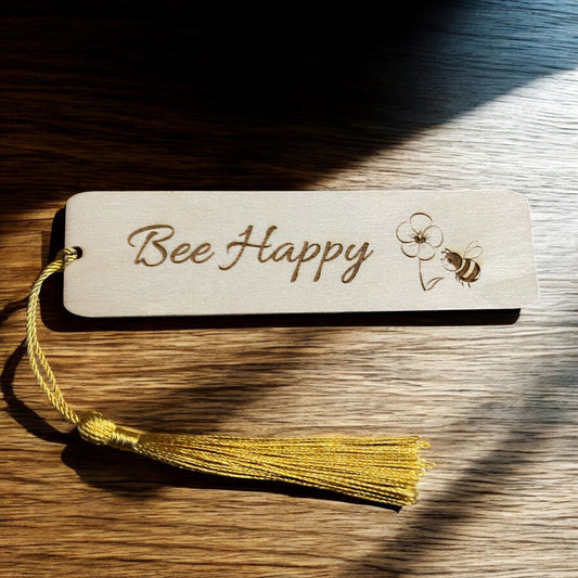 Engraved Wooden Bee Happy Bookmark  Thoughtful Gift  | Ashton and Finch