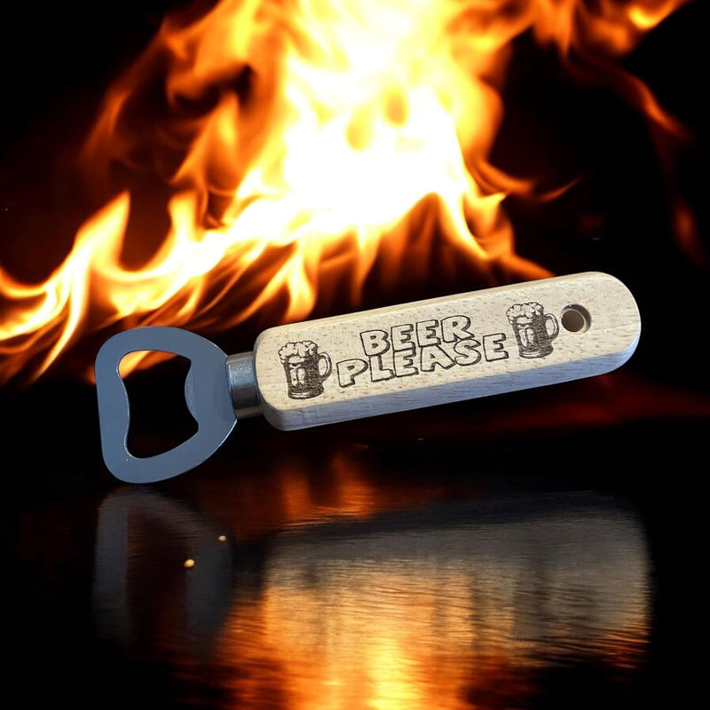 Beer Please Wooden Bottle Opener