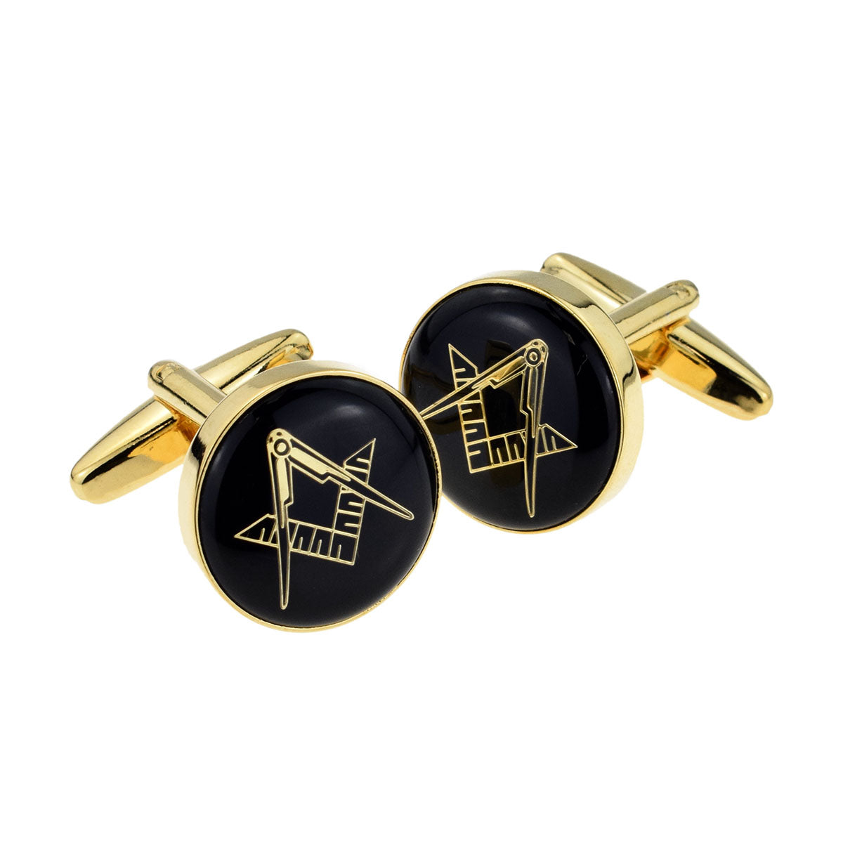 Black & Gold Enamelled Masonic Freemason Cufflinks | Ashton and Finch