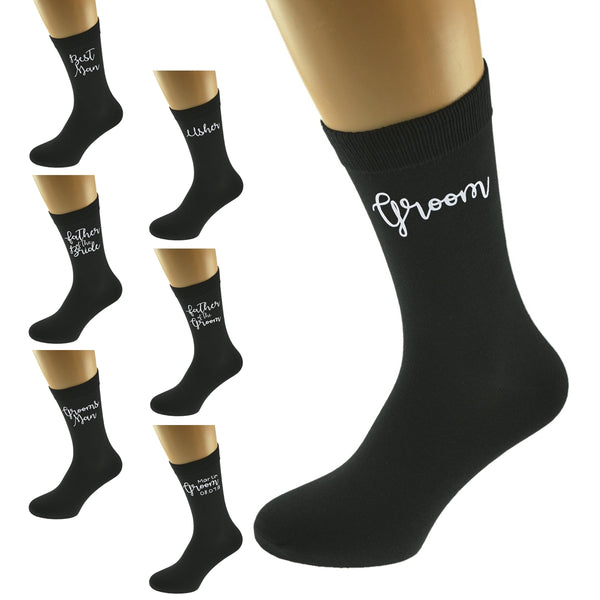 Groom Socks Wedding Black Design