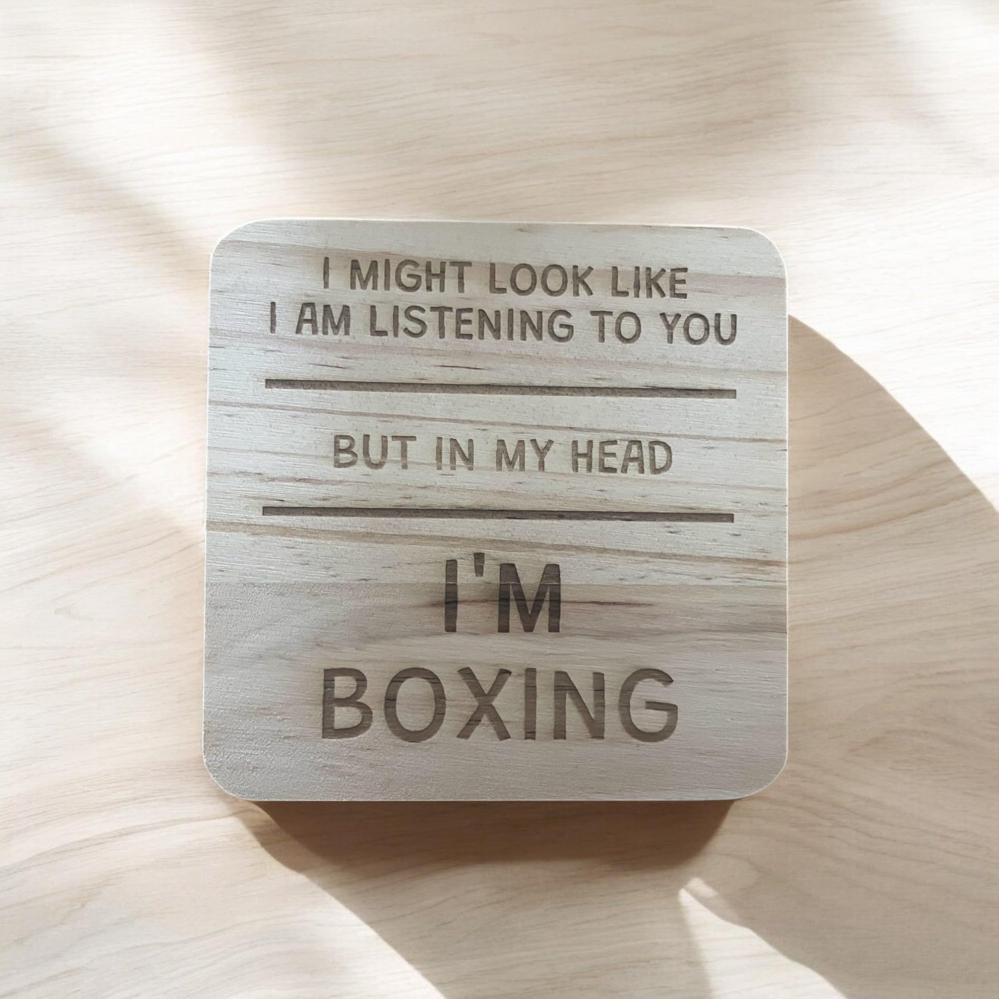 Boxing Coaster Id Rather Be Boxing Engraved Wooden Coaster
