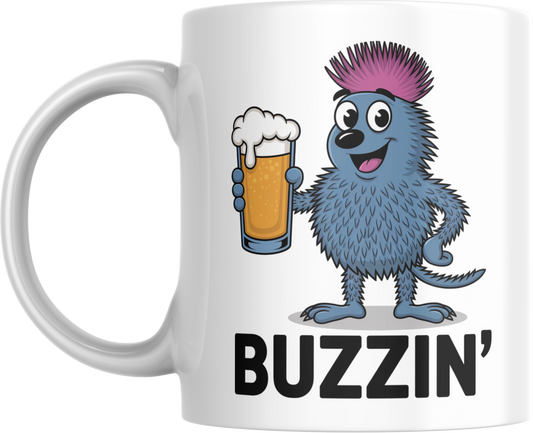 Buzzin’ Mug – Funny Scottish Thistle Beer Coffee Cup