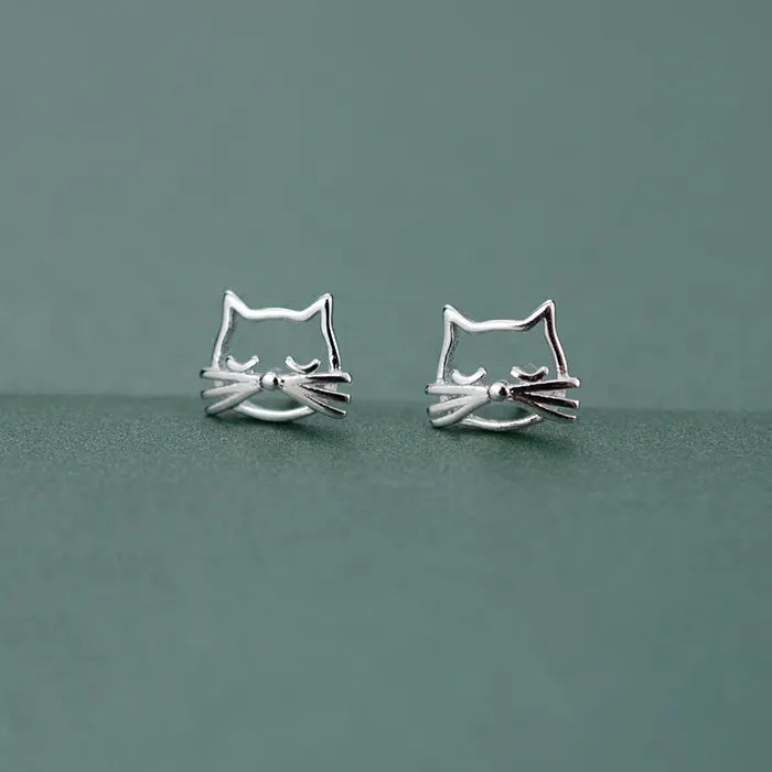 Cat Earrings Stud 925 Silver | Ashton and Finch