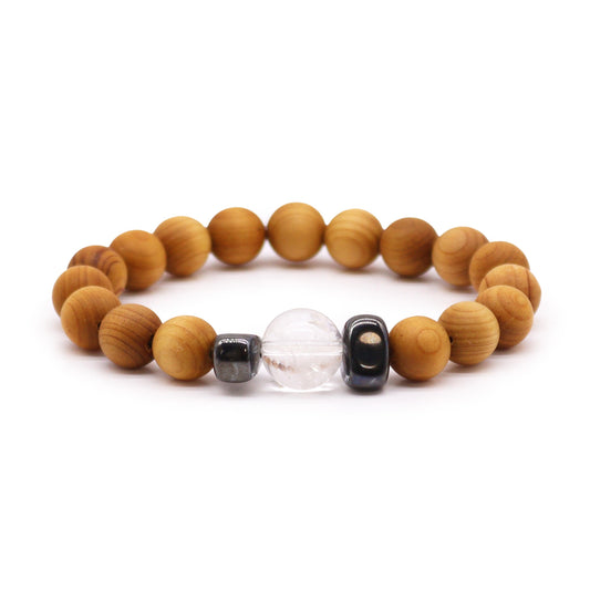 Clear Quartz Cedarwood Crown Chakra Bangle