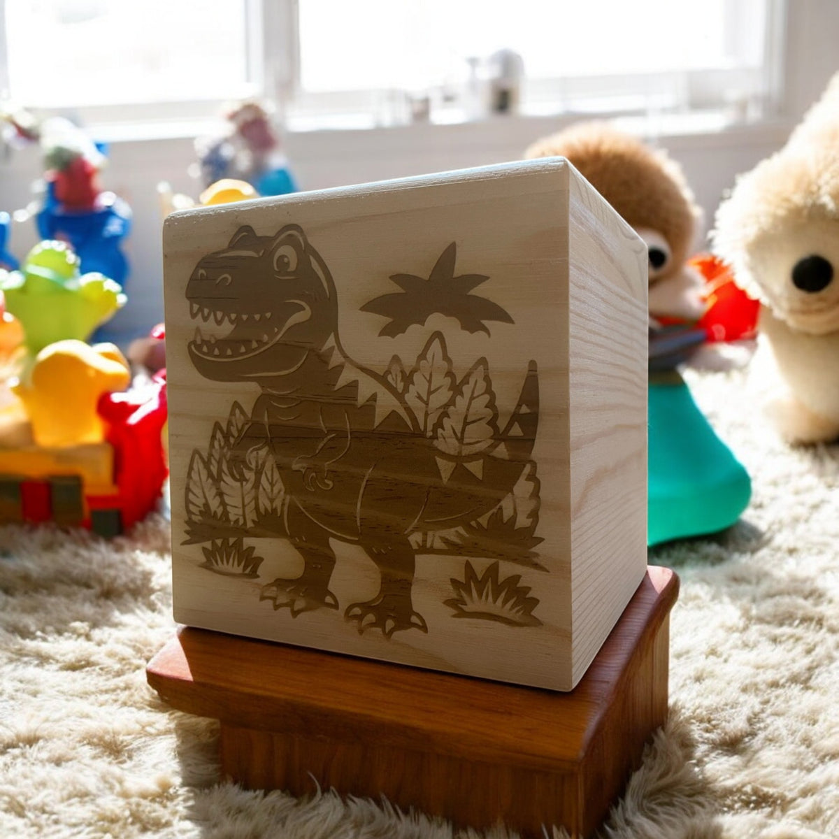 Dinosaur Money Box – Personalised Wooden Piggy Bank for Kids – Ashton ...