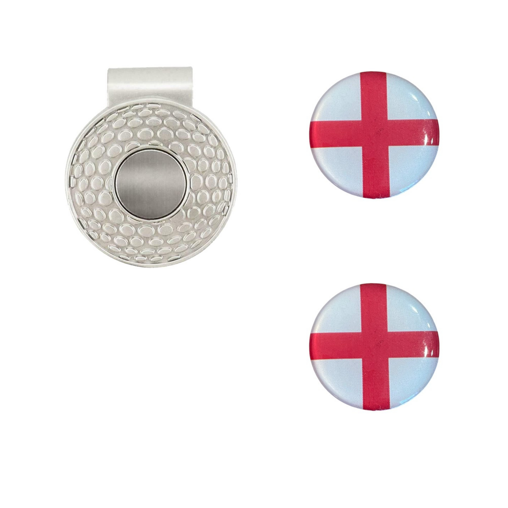 England Flag Golf Hat Clip with 2 Ball Markers – St George’s Cross Gift