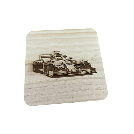 F1 Racing Car Coaster Engraved Wooden Coaster for Motorsport Fans