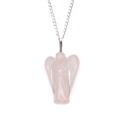 Gemstone Guardian Angel Pendant - Rose Quartz