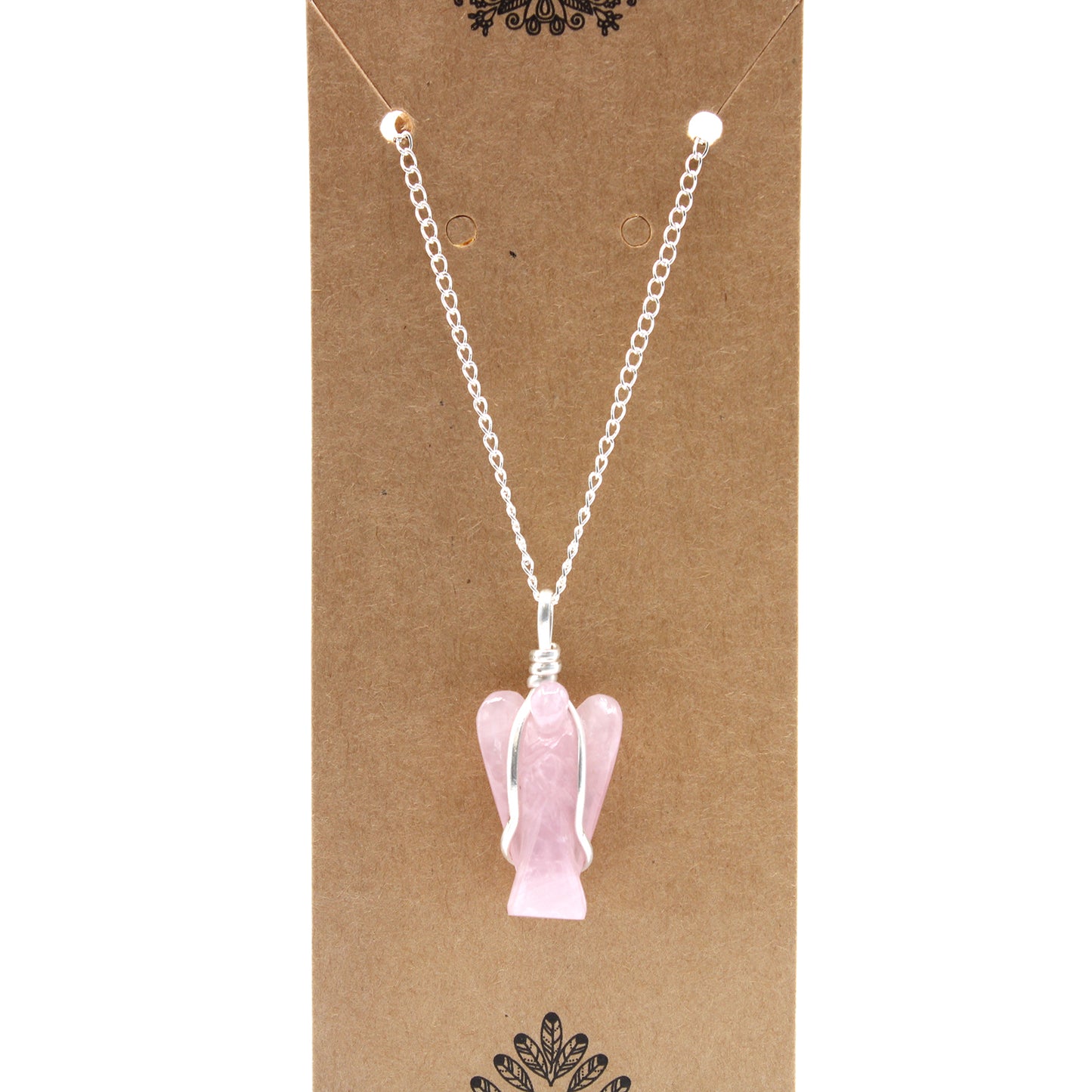 Gemstone Guardian Angel Pendant - Rose Quartz
