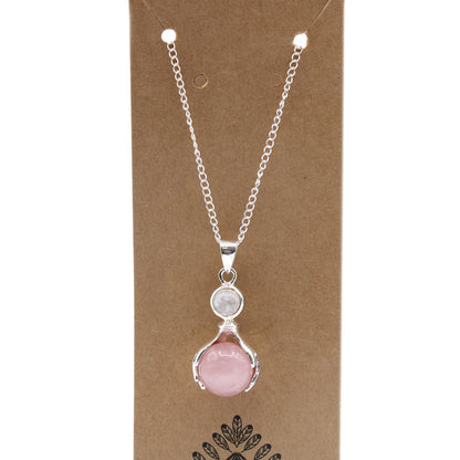 Gemstone Healing Hands Pendant - Rose Quartz