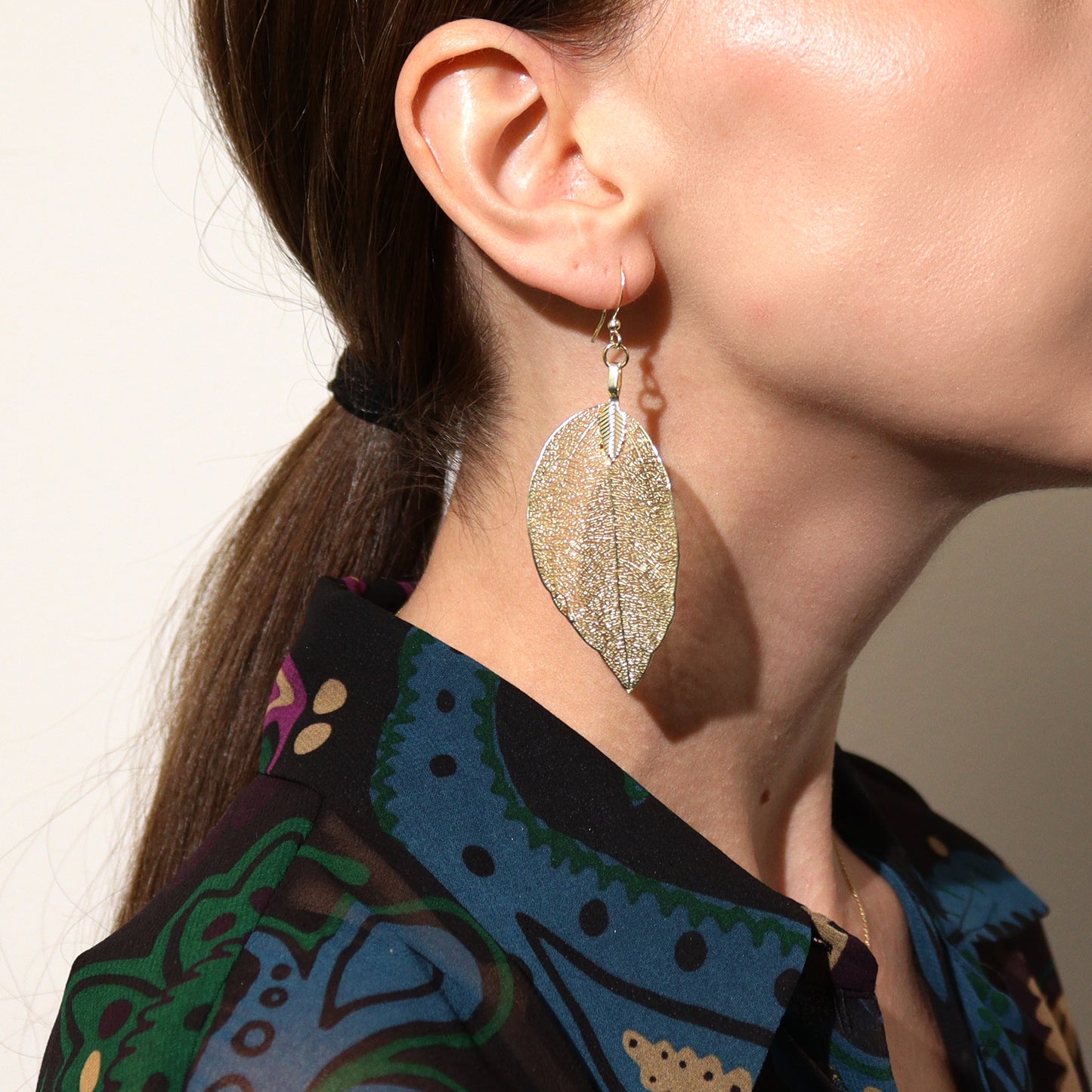 Gold Bravery Leaf Earrings