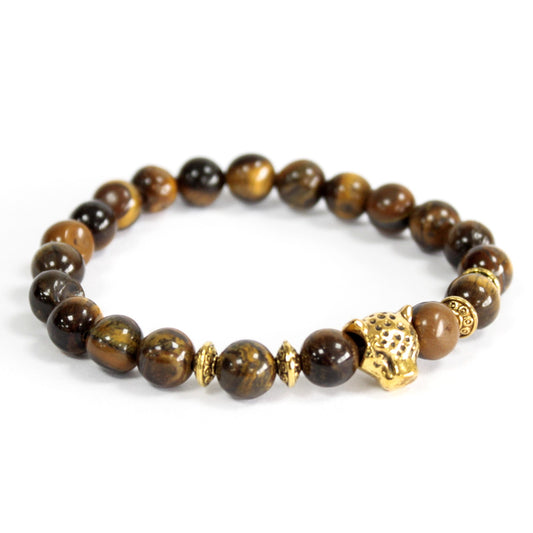 Gold Tiger and Tiger Eye Gemstone Bracelet