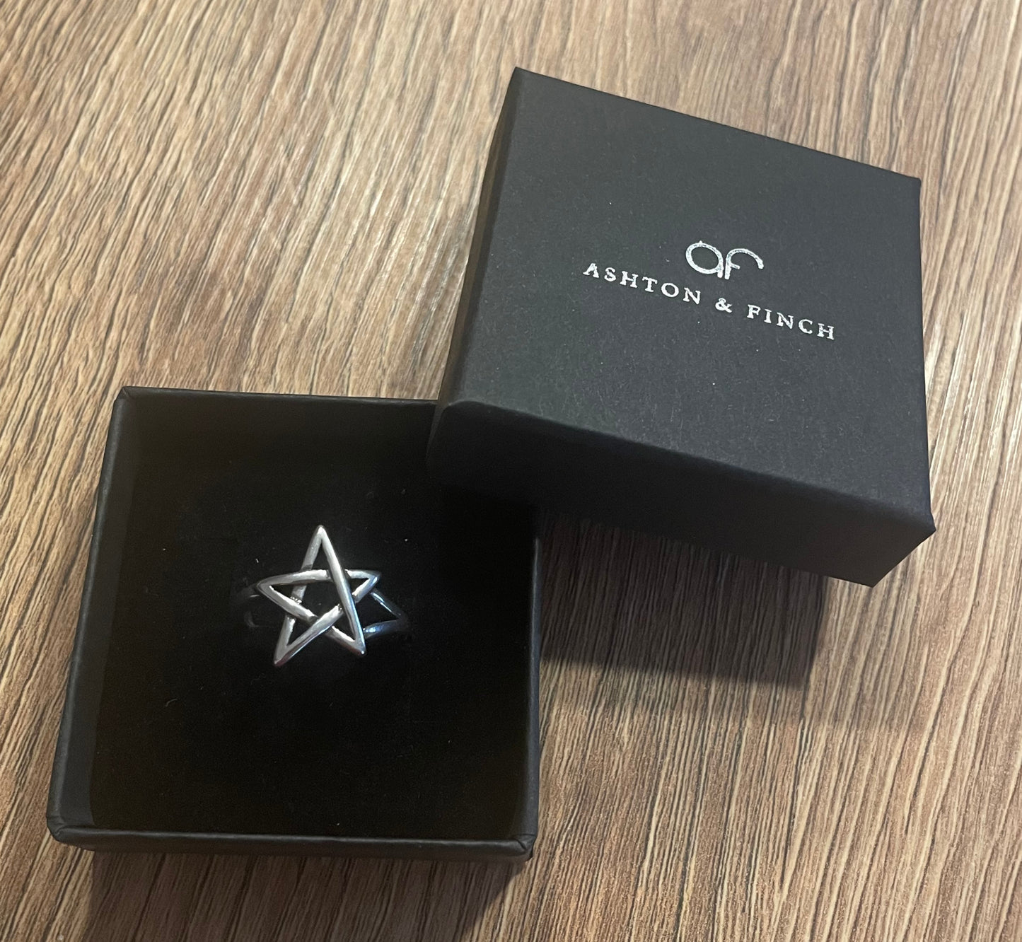 925 Silver Pentagram Ring – Adjustable Band With Unique Spiritual Design