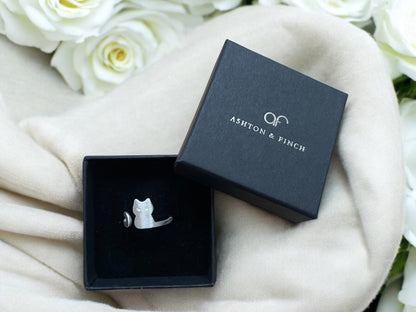 925 Sterling Silver Cat Ring