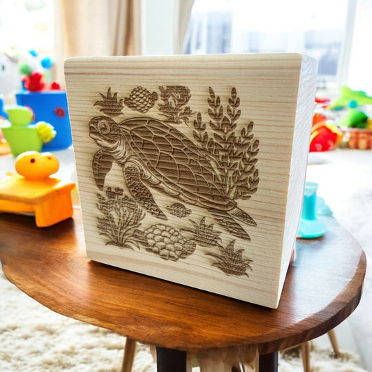 Turtle Money Box – Personalised Wooden Piggy Bank for Ocean Animal Lovers