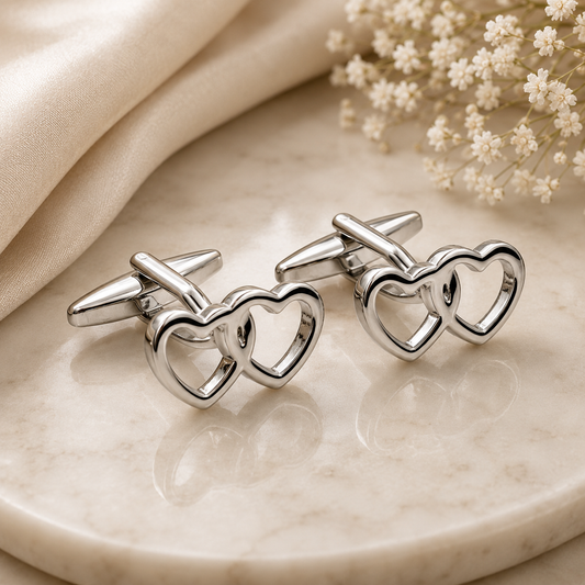 Joined Love Hearts Wedding Cufflinks